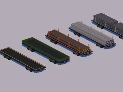 Package Cartoon low-poly railway station 3D model 3D model