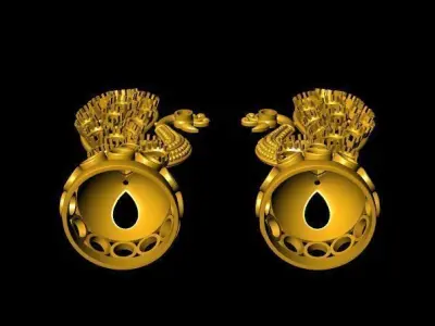 jhumka earrings with peacock 3D print model
