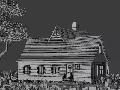 American Style Cottage Exterior 05 Low-poly 3D model