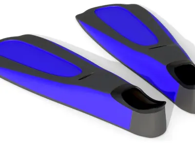 Dive Flippers Blue Low-poly 3D model
