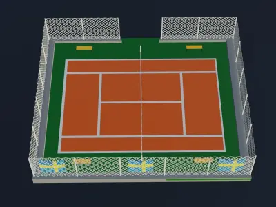 Tennis Court - Sweden Low-poly 3D model