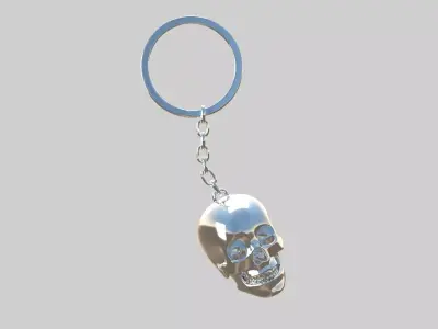 skull keychain silver 3D model