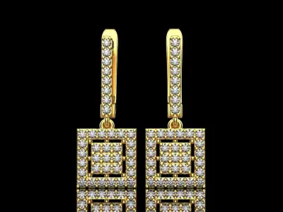 Square earring model 494 3D print model