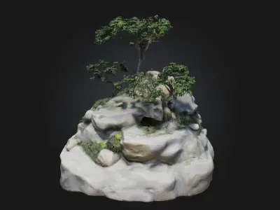 Harmony Cascade  A Tranquil Flow of Nature and Art 3D model