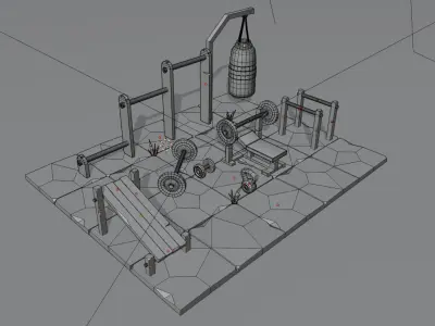 Street Gym Scene  Low-poly 3D model