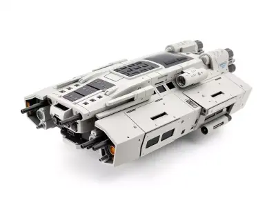 Futuristic Starship White model pack Low-poly 3D model