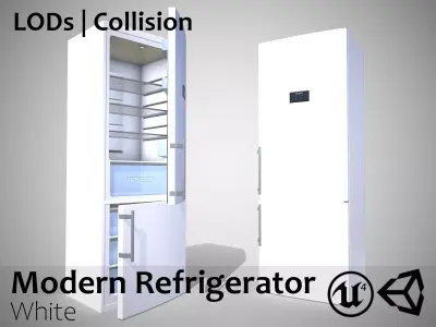 Modern Refrigerator White - Updated for 2021 Low-poly 3D model