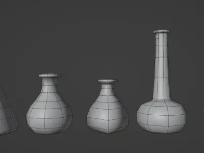 Alchemy Beakers and Vases Low-poly 3D model