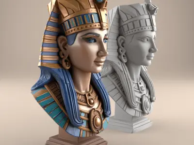 Pharaonic Egyptian Queen Bust - Unique Desk Decor STL 3D print model