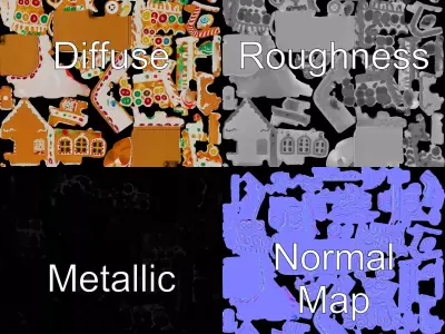 Colorful Gingerbread House model pack Low-poly 3D model