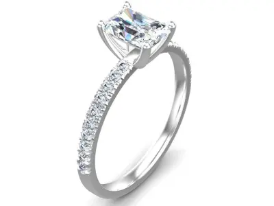 Radiant Cut Diamond Ring 3D print model
