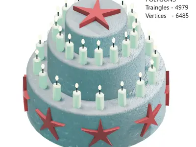 Games White Forest Cake Low-poly 3D model