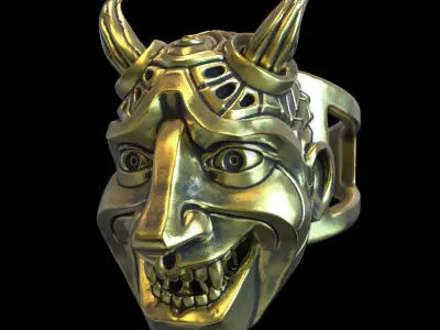 skull ring jewelry Demon  vol3  3D print model