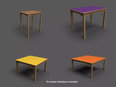 Laminate Kids Table Low-poly 3D model