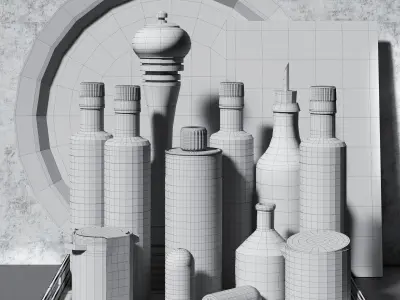 Kitchen set 3 of items on tray 3D model