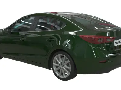 Realistic Car Mazda 3 with Interior Rigged PBR Vehicle Low-poly 3D model