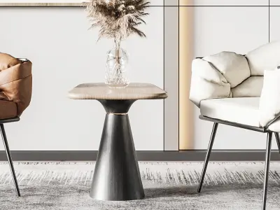 coffee combination table Nordic chair 3D model