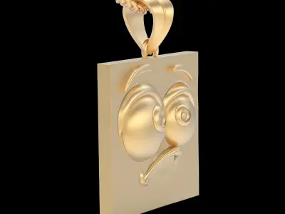 Emoji face  comic silver pendant gold jewelry 3D printable model 3D print model