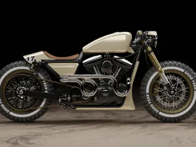 Custom Harley Davidson Cafe Racer Low-poly 3D model