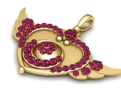 HEART WINGS RUBY PENDANT 3D PRINTABLE MODEL  3D print model