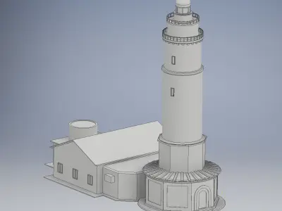 Classic Lighthouse with Keepers House Low-poly 3D model
