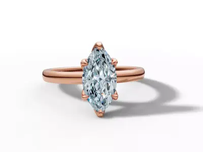 1ct Marquise Solitaire Engagement Ring Tulip Head 6 Claw 3D print model