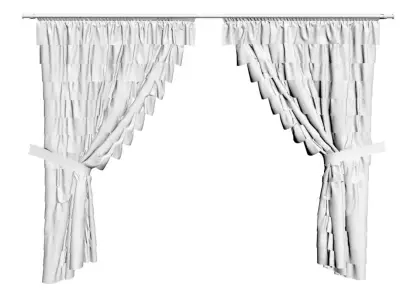 White classic curtains 3D model