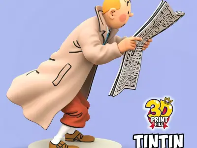 TINTIN sapristi with newspaper  3D print model