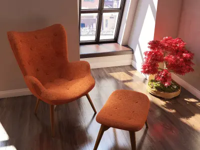 Grant Featherston Contour Style Chair Orange 3D model