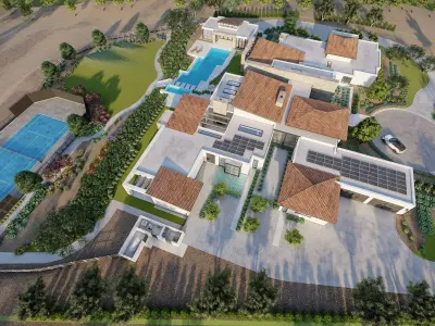 luxury Residence Landscape sketchup model and render water pool 3D model