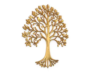 decor set wall panel wall tree relief mural CNC 46 3D model