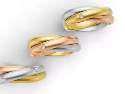 Trinity Ring Classic Model 5 Diamonds 3D print model