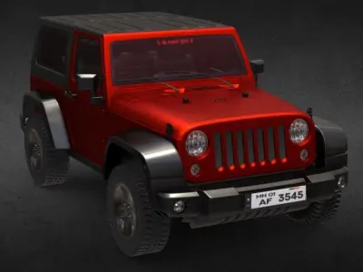 Indian Jeep Wrangler With Interior - Highpoly 3D model