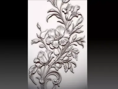 floral relief sculptur 3D model