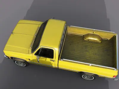 Chevrolet C10 1982 Yellow Low-poly 3D model