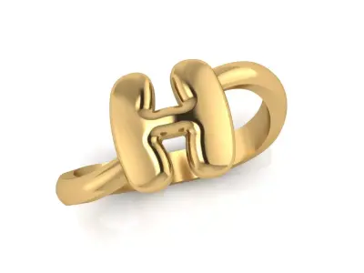 H alphabet baypass ring 3D print model