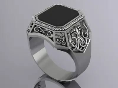 Mens Elegant Ring Jewelry Brand Gold 3D print model