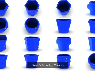 25 pots for 3d printing 3D Model Collection