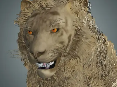 lion with animation Low-poly 3D model