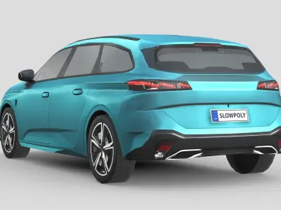 Peugeot 308 SW hybrid 2022 Low-poly 3D model