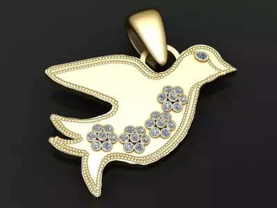gold bird pendant 3D printable model 3D print model