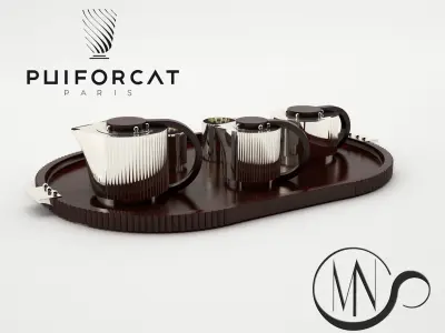 Pro - Service Puiforcat 1930 Silver and Wood Palissandre 3D model