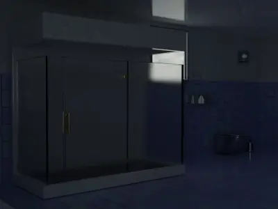 Modern luxurious bathroom blender with a modern window Low-poly 3D model