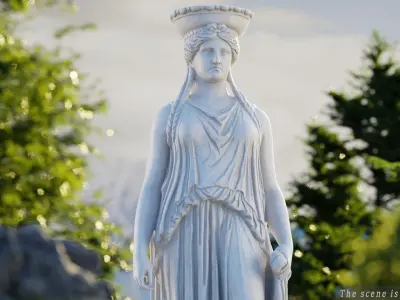 Caryatid statue of goddess person 3D model