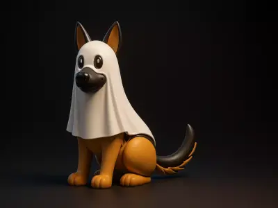 Cute German Shepherd Ghost Dog Figurine Halloween Decor 3D print model