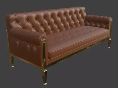 Luxury Tufted Leather Sofa 3D Model 3D model