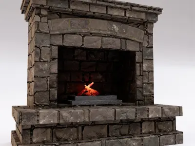 Fire Place low poly 3d model  Low-poly 3D model