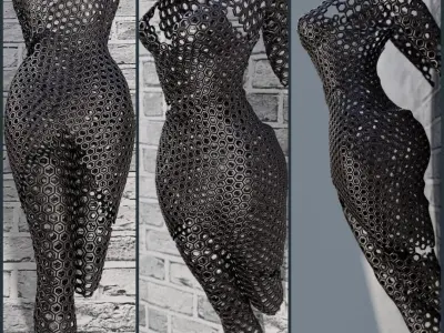 decorative standing and mural body figure Low-poly 3D model