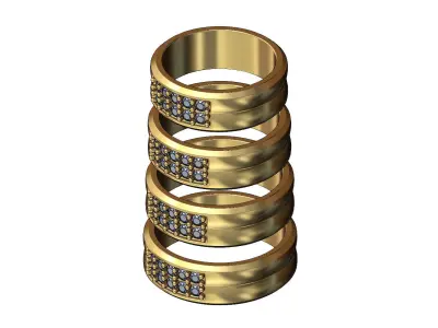 Diamond pocket double dome band US sizes 7to10 3D print model