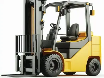 Yellow Forklift 3D Model Realistic Industrial Warehouse Vehicle Low-poly 3D model